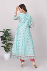 Womens Printed Straight Kurti 3-Piece Set - 3832