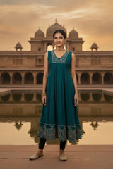 Georgette Embroidered Anarkali Kurti for Women - 26001